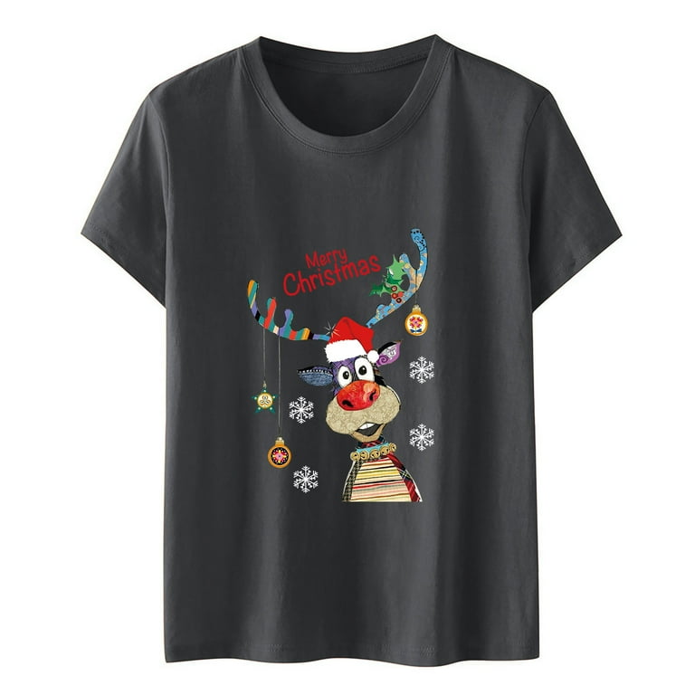 Women's short sleeve christmas shirts clearance