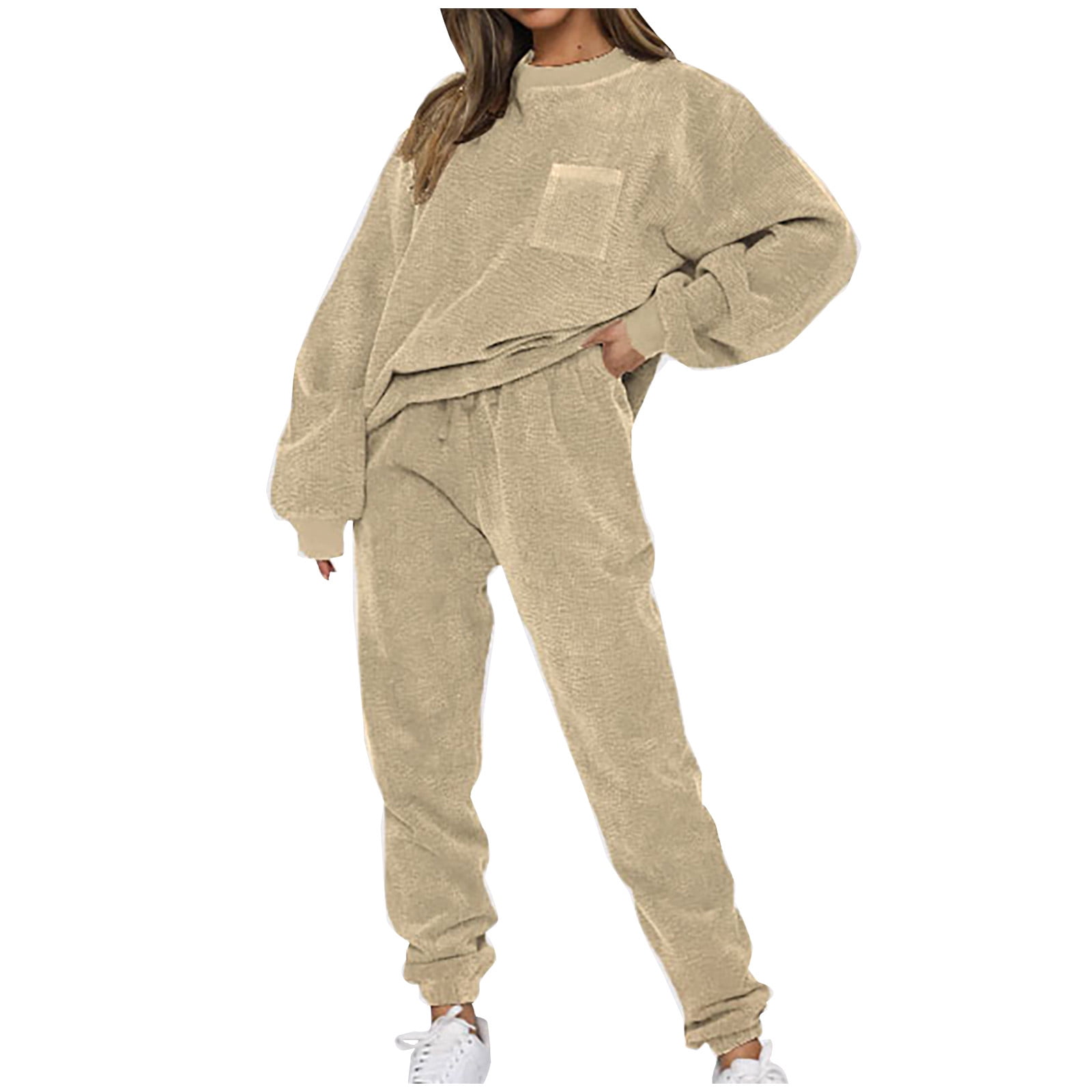 PRETTYGARDEN Women's Fashion Outfits 2 Piece Sweatsuit Solid Color Long  Sleeve Pullover Long Pants : : Clothing, Shoes & Accessories
