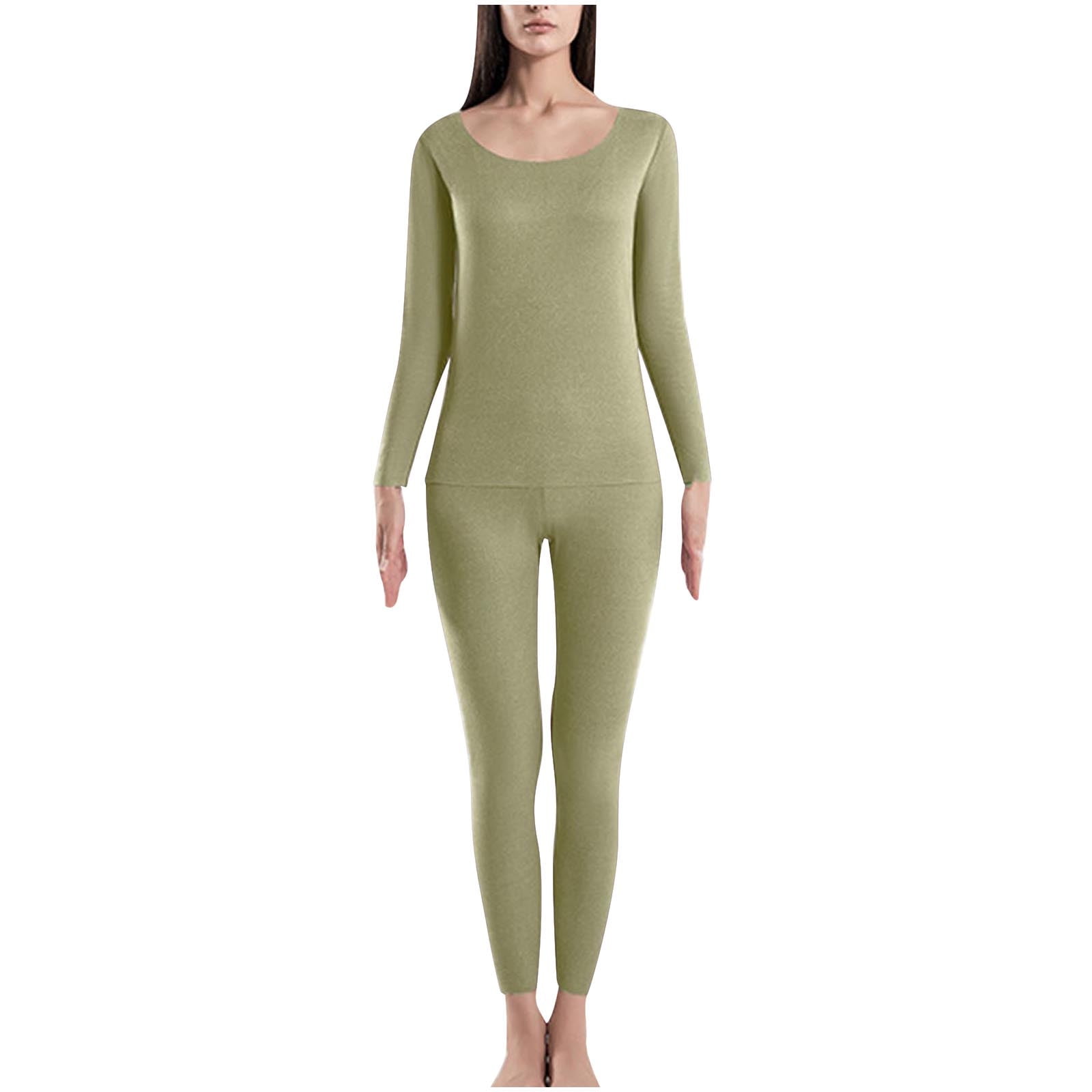 YWDJ Womens Thermal Underwear Sets Tight Round Neck Wool Thermal