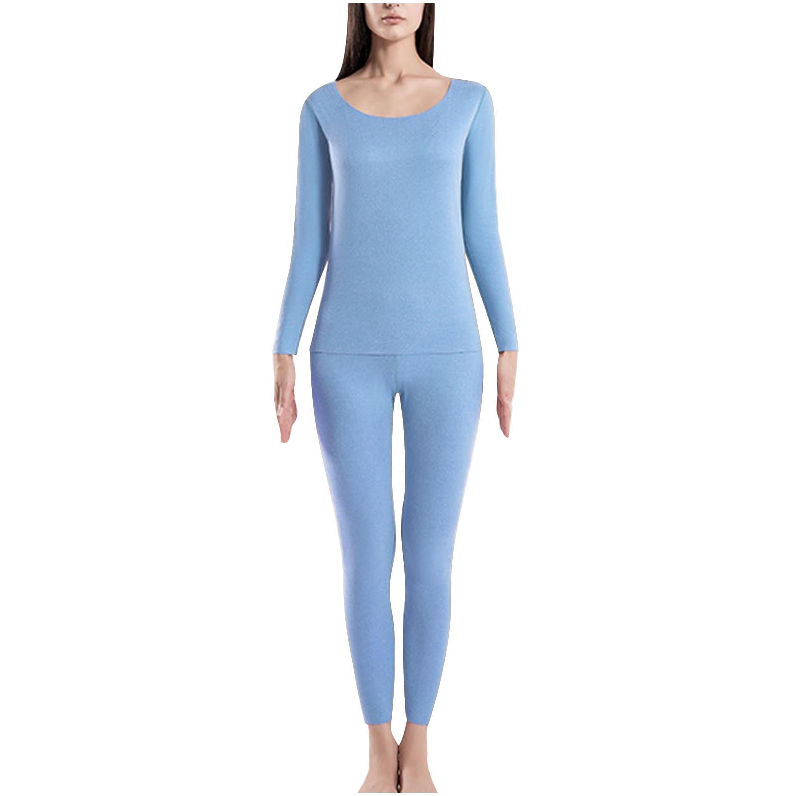 RQYYD On Clearance Thermal Underwear Sets for Women Long Johns Base Layer  Stretch Soft Long-Sleeve Crew Neck Thermal Top and Bottom Set for Winter  Gray XL 