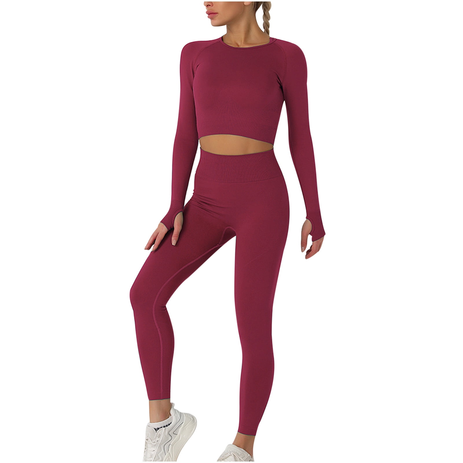  KARLYGASH High Waisted Workout Leggings for Women Fitness Yoga  Pants with Pockets Non-See-Through Running Girl Exercise Clothes Burgundy :  Clothing, Shoes & Jewelry