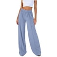 thumbnail image 1 of RQYYD Palazzo Pants for Women Spring Summer Casual Lounge Pants High Waist Flowy Trousers Baggy Wide Leg Pants, 1 of 6
