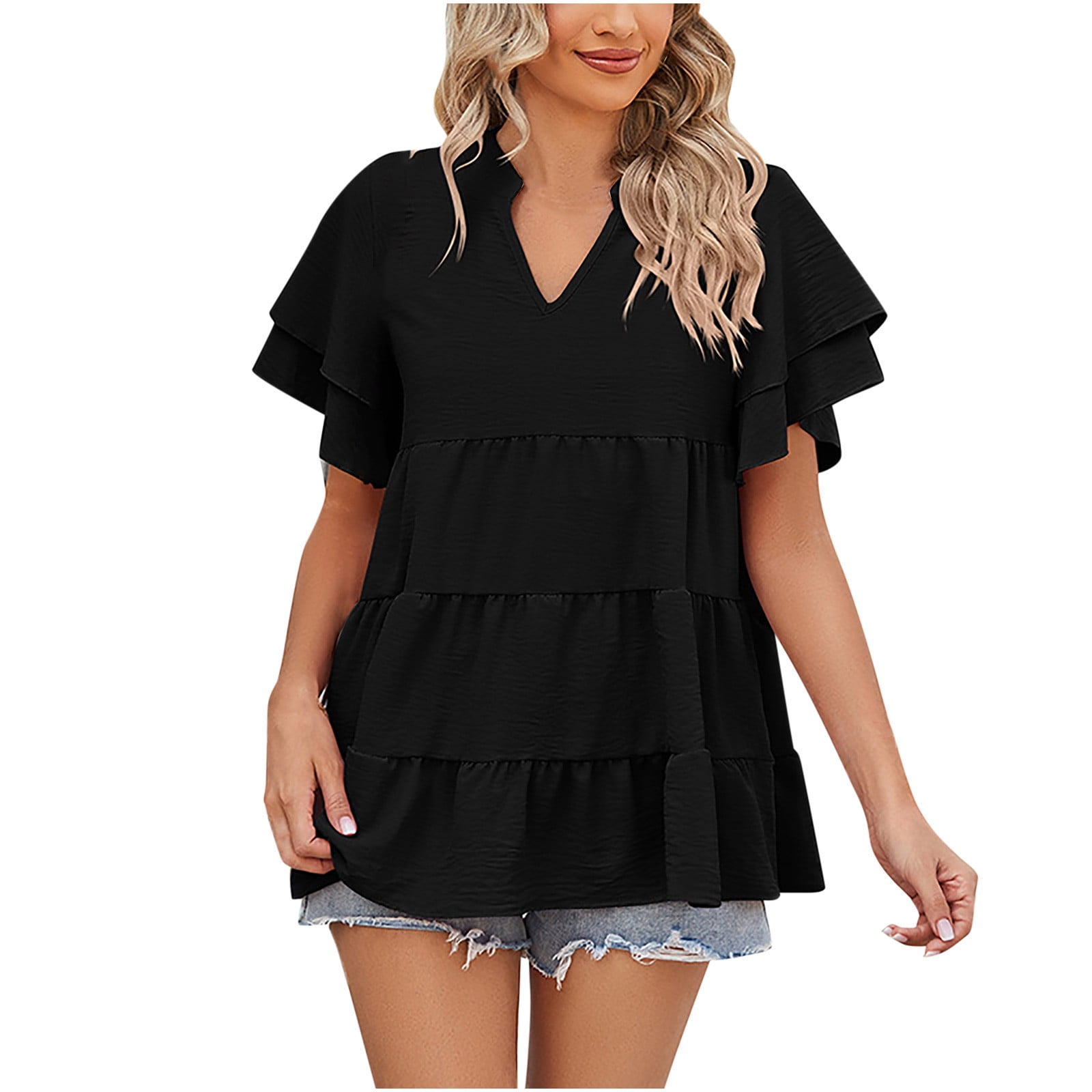 ladies black peplum top