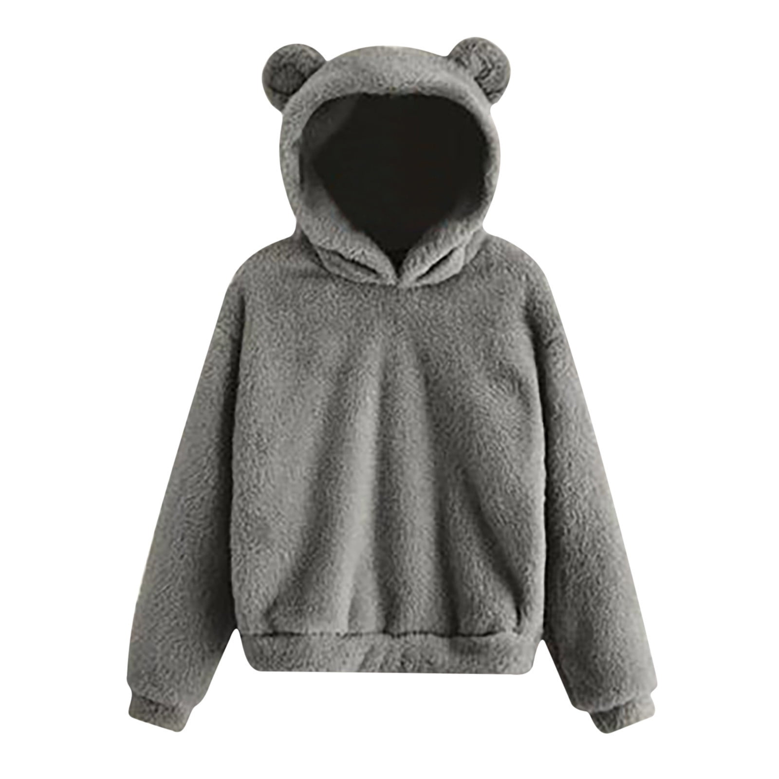 Solid hooded on sale teddy sweatshirt