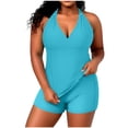 thumbnail image 1 of RQYYD Plus Size Swimsuits for Women Halter V Neck Two Piece Tankini with Shorts Tummy Control Bathing Suit for Beach Vacation, 1 of 6