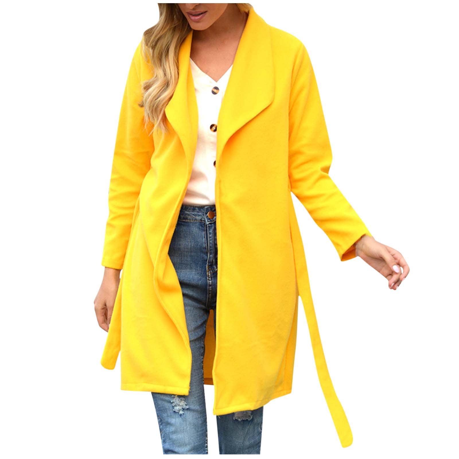 Plus size 2024 yellow trench coat