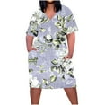 thumbnail image 1 of RQYYD Plus Size Tshirt Dress for Women Floral Print High Waist Soft Comfy Casual Fit City Walk Sundress with Pockets, 1 of 5