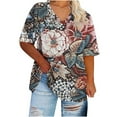 thumbnail image 1 of RQYYD Plus Size Womens Summer Oversized Workout T Shirts Loose Fit Short Sleeve V Neck Fashion Print Tops 2024 Trendy Tee, 1 of 4