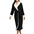 thumbnail image 1 of RQYYD Plush Fleece Bathrobe for Women, Long Robe with Two Side Pockets and Belt, Warm and Cozy Fluffy Sleepwear Nightgown, 1 of 4