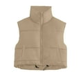 thumbnail image 1 of RQYYD Puffer Vest Women Cropped Fall Winter Outerwear Puffy Quilted Top Jacket Coat Gilet Sleeveless Full Zip Up, 1 of 7