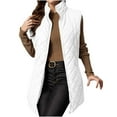 thumbnail image 1 of RQYYD Puffer Vest Women Long Trendy Plain Sleeveless Quilted Jacket Zip Up Lightweight Warm Padded Gilet Coat Outerwear, 1 of 7