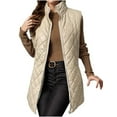thumbnail image 1 of RQYYD Puffer Vest Women Long Trendy Plain Sleeveless Quilted Jacket Zip Up Lightweight Warm Padded Gilet Coat Outerwear, 1 of 7