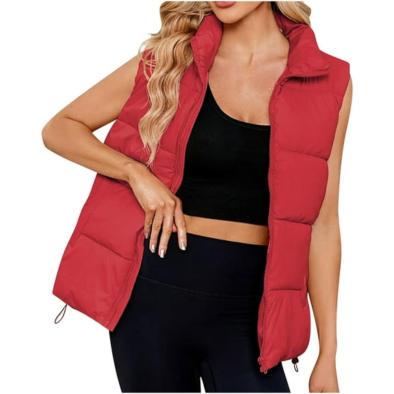 RQYYD Puffer Vest for Women's Outerwear Vests Puffy Oversized Quilted Vest Tops Jackets Coat with Pockets