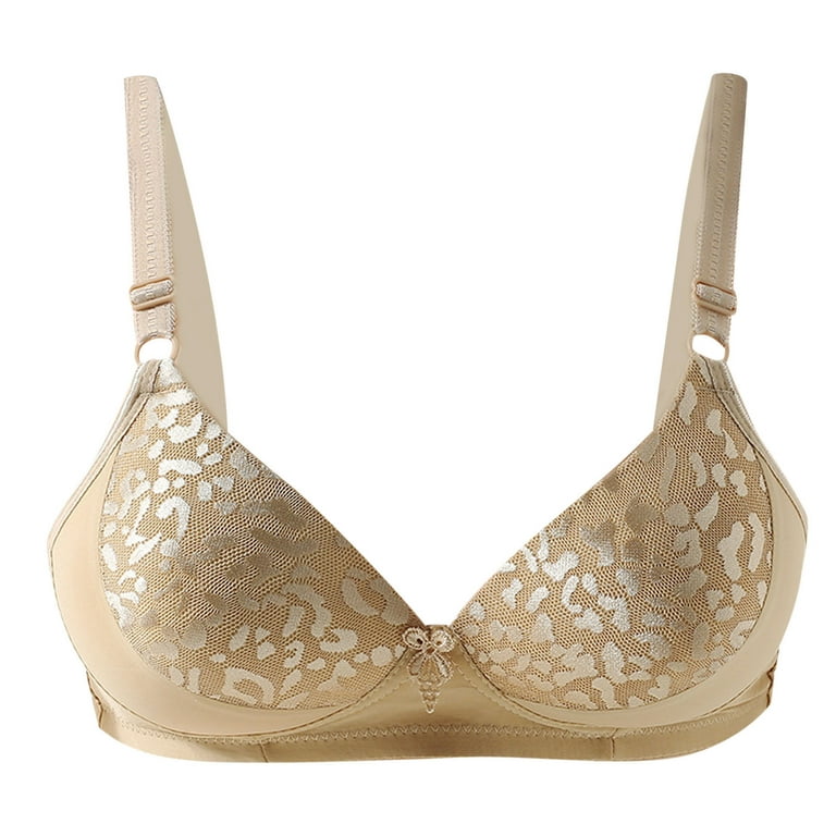 RQYYD Reduced Comfort Devotion Lace Bra, Wirefree Bra with Full Coverage,  Push-Up Bra with Natural Lift, Leopard Comfortable Bra(Beige,3XL)