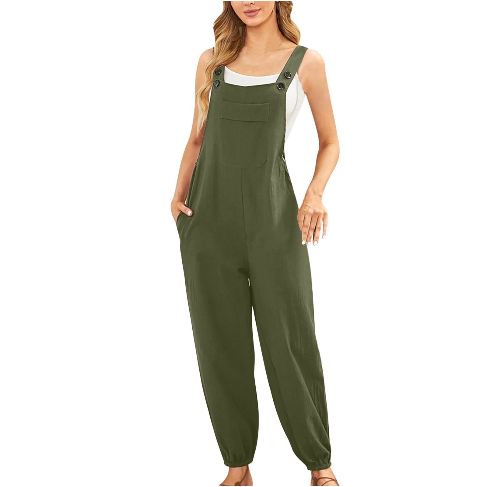 Olive green hotsell linen overalls