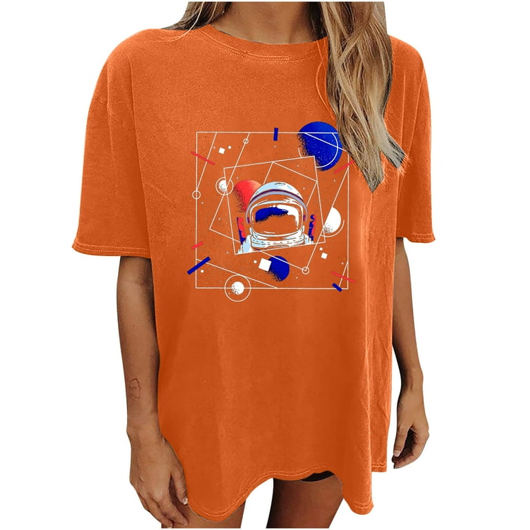 Womens orange graphic tee sales