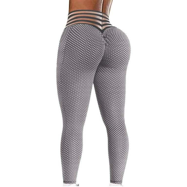 RQYYD Reduced Womens High Waisted Mesh Yoga Pants Tummy Control Scrunched  Booty Leggings Workout Running Butt Lift Textured Tights(Purple,S) 