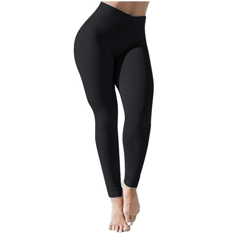 Plus Size Elastic Yoga Pants High Waist Hip Lift Leggings Comfortable  Breathable Tights for Women L Black