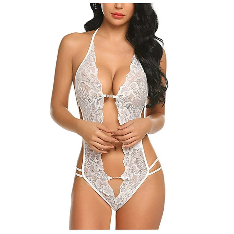  Women One Piece Lingerie Lace Bodysuit Deep V Teddy Mini  Babydoll, Lingerie Sexy Sets for Womens: Clothing, Shoes & Jewelry