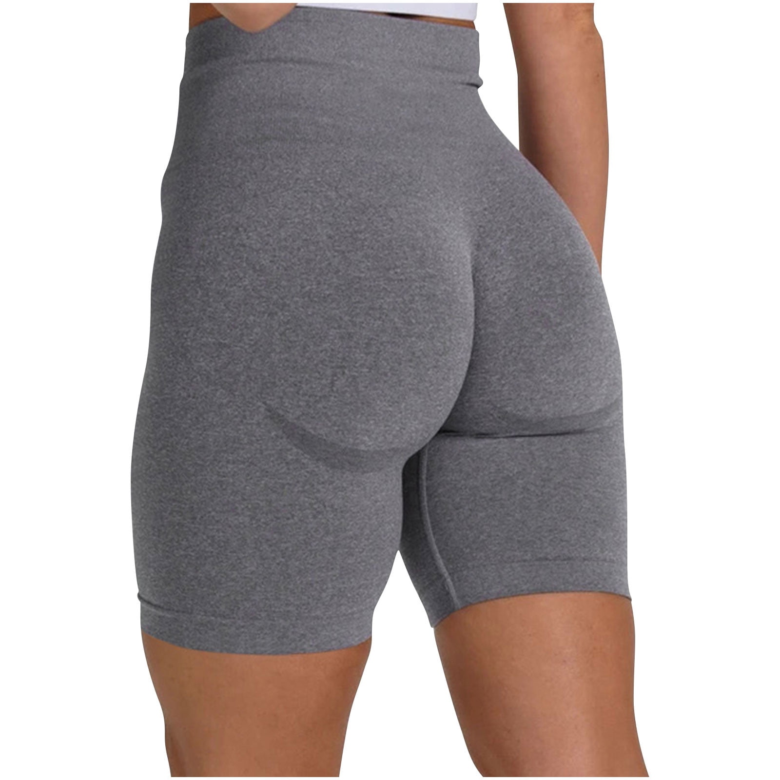 RQYYD Reduced Women's Seamless Scrunch Butt Lift Biker Shorts High Waist  Booty Contour Workout Yoga Gym Shorts(Dark Gray,L)