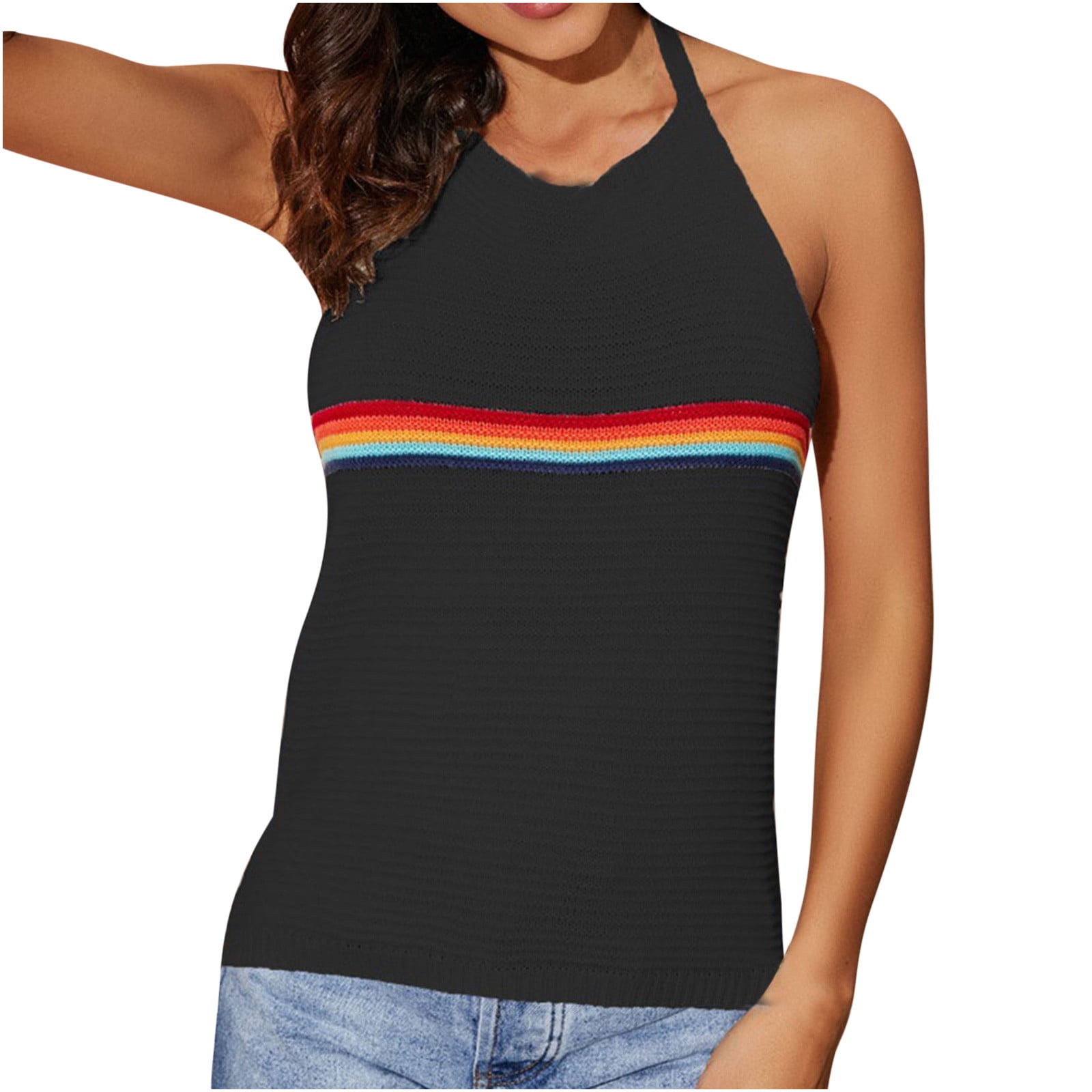 RQYYD Reduced Summer Crop Tops for Women's Sexy Sleeveless Tank