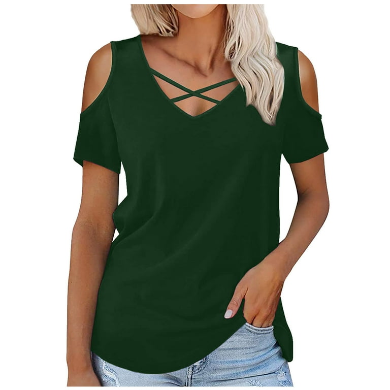 New Cross V-neck Short Sleeve Loose T-Shirt New Cross V-neck Short Sleeve Loose T-Shirt