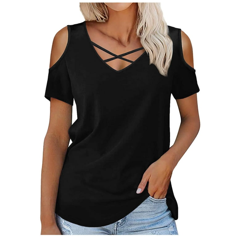 New Cross V-neck Short Sleeve Loose T-Shirt New Cross V-neck Short Sleeve Loose T-Shirt