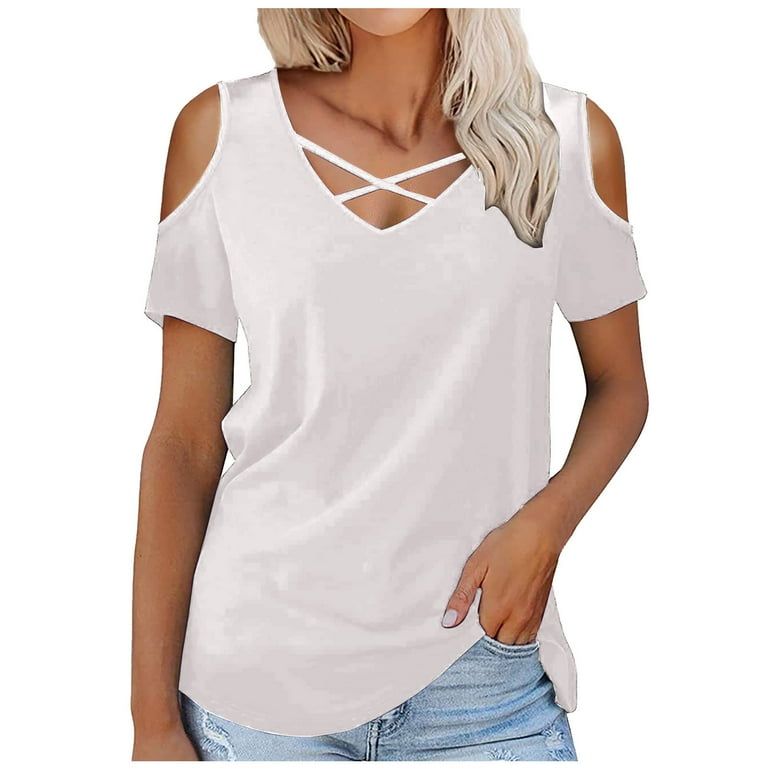 New Cross V-neck Short Sleeve Loose T-Shirt New Cross V-neck Short Sleeve Loose T-Shirt