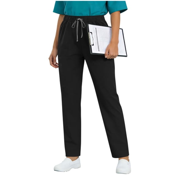 RQYYD Scrub Pants for Women Jogger Scrub Pants with Pockets Drawstring Cargo Pants Mid-Rise Womens Scrubs Pant