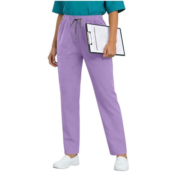 RQYYD Scrub Pants for Women Jogger Scrub Pants with Pockets Drawstring Cargo Pants Mid-Rise Womens Scrubs Pant