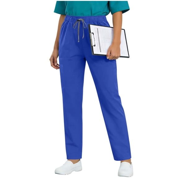 RQYYD Scrub Pants for Women Jogger Scrub Pants with Pockets Drawstring Cargo Pants Mid-Rise Womens Scrubs Pant