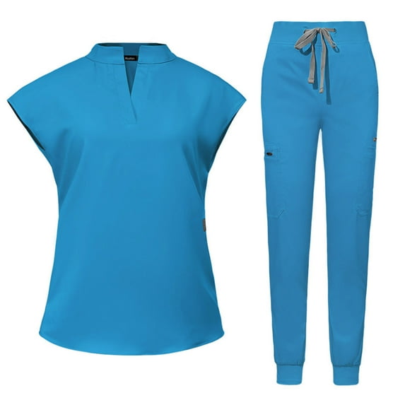 RQYYD Scrubs for Women Set Top & Jogger Scrubs for Women Suit with Zipper Pocket Medium Uniform