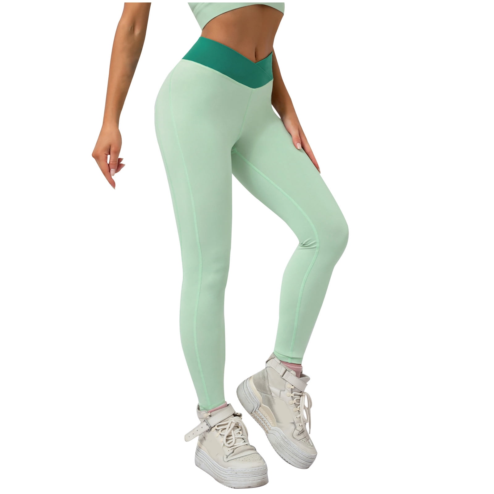 Women's V Cross Waist Yoga Leggings High Waisted Tummy Control Workout  Running Pants, Dark Blue Green, Large : : Clothing, Shoes &  Accessories