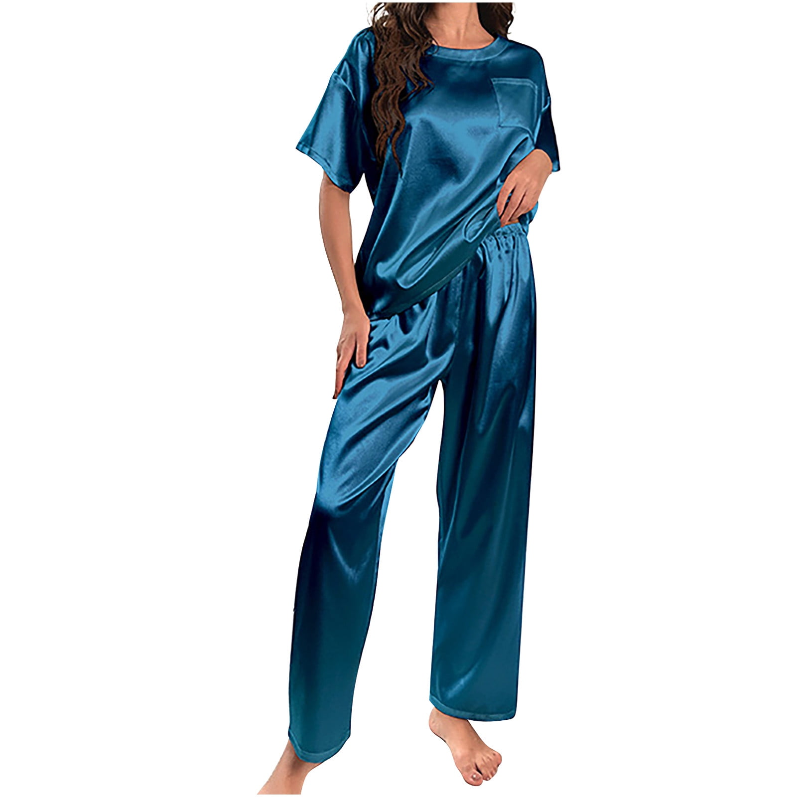 RQYYD Silk Pajamas for Women Pajama Set for Womens Satin Silky Pajama
