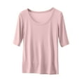 thumbnail image 1 of RQYYD Sleep Shirts for Women - Pajama Tops for Women,Short Sleeve Round Neck Solid Color Pajamas Top 2024, 1 of 1