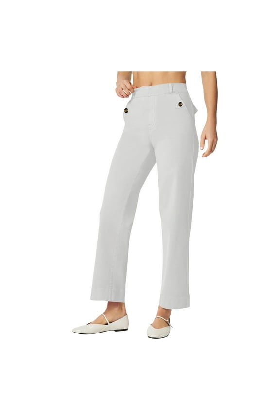 Stretch Twill Cropped Wide Leg Pant Women High Waisted Tummy Control Crop Jeans Casual Loose Straight Leg Chino Pants