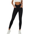 thumbnail image 1 of RQYYD Stretchy Jeans for Women Trendy Butt Lifting Leggings with Pockets Crossover Waisted Jeggings Pull on Skinny Faux Jeans, 1 of 5
