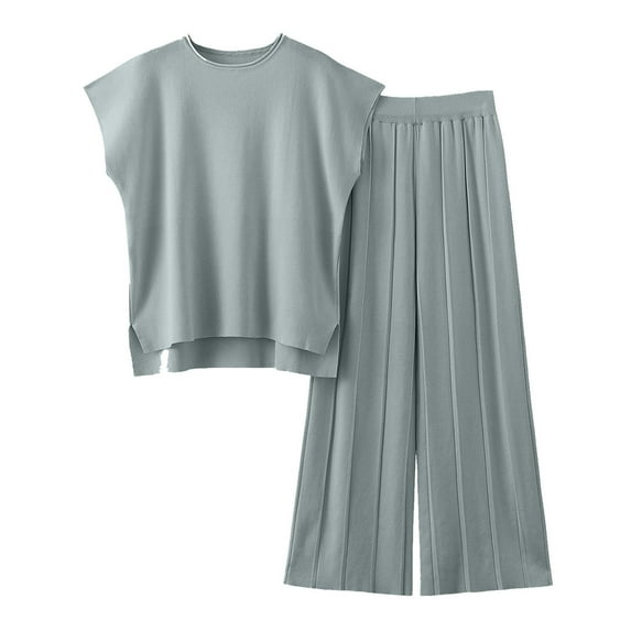 RQYYD Sweater Sets Women 2 Piece Outfits for Women Sweater Sets Knit Vest Tops Elastic Waisted Pants Sets Women Clothing Sets Outfits Lounge Set