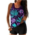 thumbnail image 1 of RQYYD Swimsuit for Women 2024 Two Piece Bathing Suits with Shorts Plus Size Tankini Swimwear Tummy Control Modest Swimsuit, 1 of 5