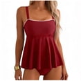 thumbnail image 1 of RQYYD Tankini Swimsuits for Women Modest Two Piece Bathing Suit Square Neck Swim Top with High Waisted Bottom, 1 of 6