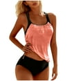 thumbnail image 1 of RQYYD Tankini Swimsuits for Women Scoop Neck Ruched Blouson and Bottom 2 Piece Bathing Suits, 1 of 5