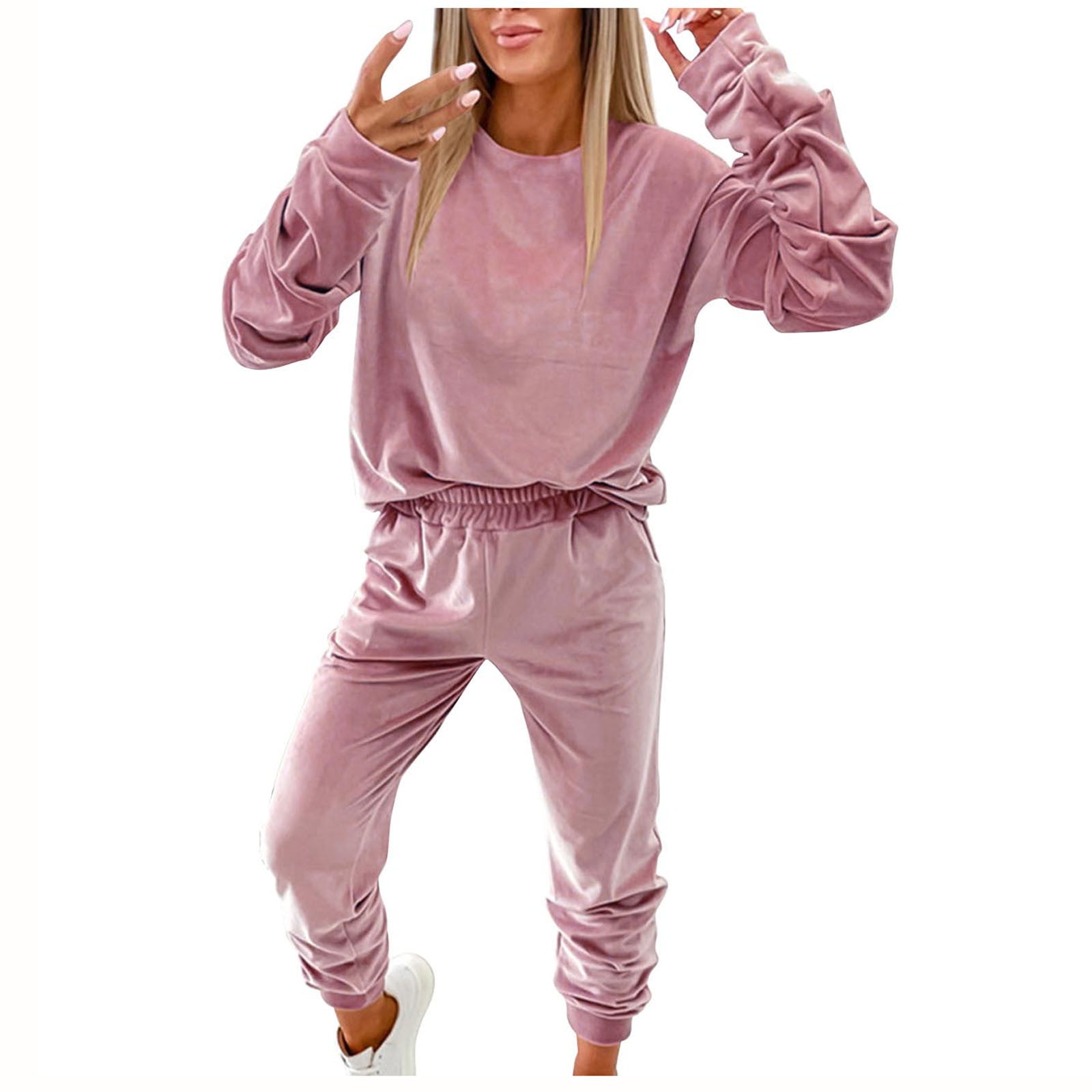 RQYYD Tracksuit Sets Womens Velour Sweatsuit Casual Loungwear 2