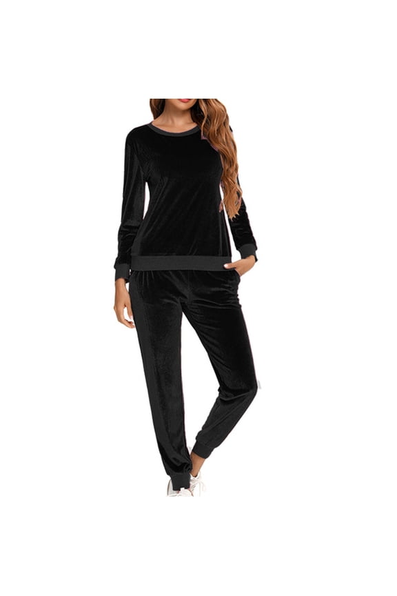 Tracksuits for Womens Casual Velour Tracksuit Set Long Sleeve Shirt Workout Pants Tracksuit Jogging Suits Sports Outfits Sets
