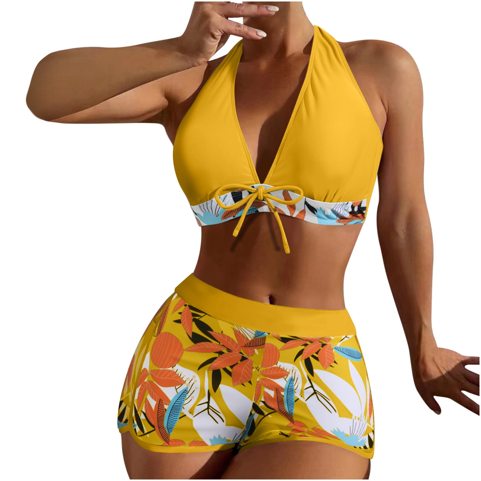 RQYYD Two Piece Bathing Suit with Shorts for Women Push Up Bikini