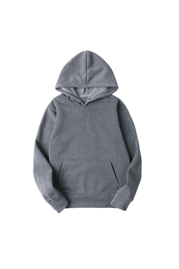 Unisex Mens Long Sleeves Drawstring Plain Hooded Sweatshirt Pullover Solid Hoodie Top Undershirt