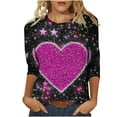 thumbnail image 1 of RQYYD Valentines Shirts for Women Plus Size Cute 3/4 Sleeve Funny Graphic Tee Shirt Heart Shaped Fashion Casual Clothes Tops, 1 of 5