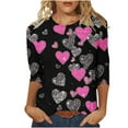 thumbnail image 1 of RQYYD Valentines Shirts for Women Plus Size Cute 3/4 Sleeve Funny Graphic Tee Shirt Heart Shaped Fashion Casual Clothes Tops, 1 of 5