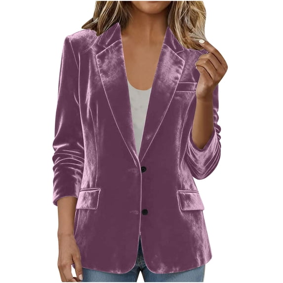RQYYD Velvet Blazers Jackets for Women Business Casual Oversized Long Suit Jacket Dressy Cardigan Blazer Work Office