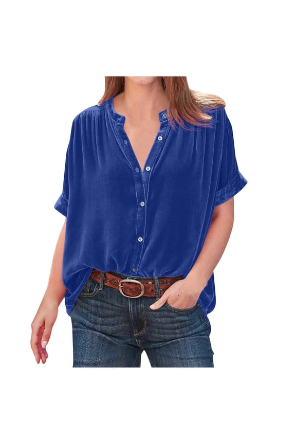 Velvet Tops for Women Vintage Long Sleeve Button Down Shirts Blouse Womens Velvet Shirt V Neck Dressy Tunic Tops