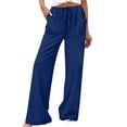 thumbnail image 1 of RQYYD Wide Leg Pants for Women Flowy Palazzo Drawstring Elastic Waist Trousers with Pockets Summer Beach Vacation Clothes, 1 of 6